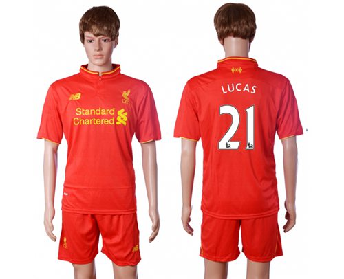 Liverpool 21 Lucas Red Home Soccer Club Jersey