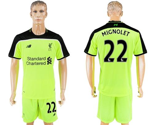 Liverpool 22 Mignolet Sec Away Soccer Club Jersey