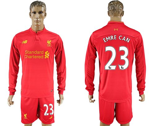 Liverpool 23 Emre Can Home Long Sleeves Soccer Club Jersey