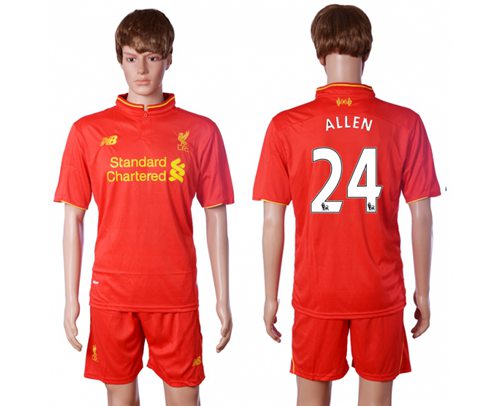 Liverpool 24 Allen Red Home Soccer Club Jersey