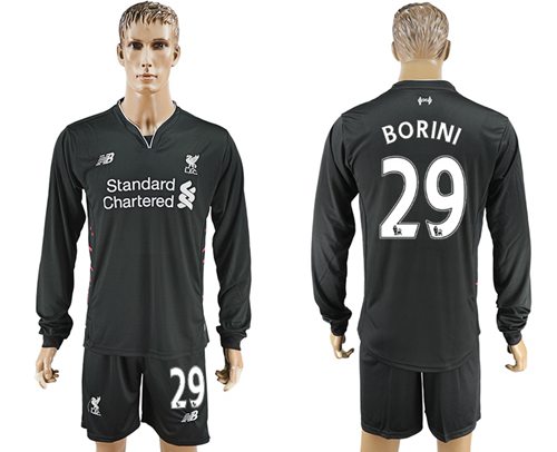 Liverpool 29 Borini Away Long Sleeves Soccer Club Jersey