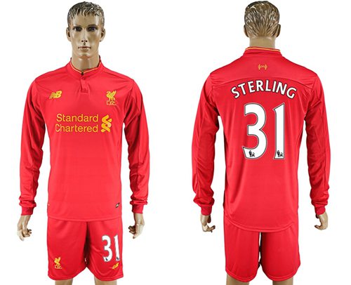 Liverpool 31 Sterling Home Long Sleeves Soccer Club Jersey