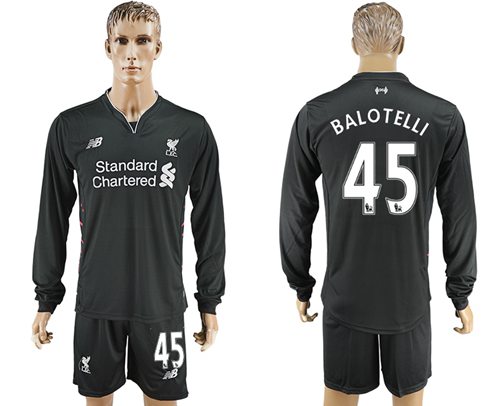 Liverpool 45 Balotelli Away Long Sleeves Soccer Club Jersey