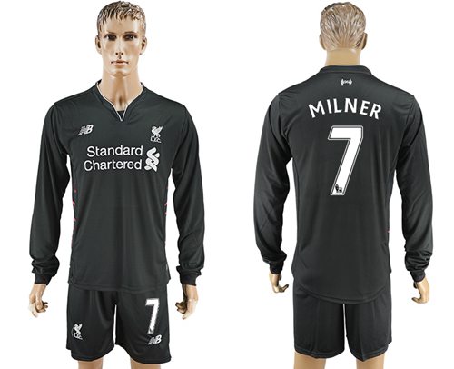 Liverpool 7 Milner Away Long Sleeves Soccer Club Jersey