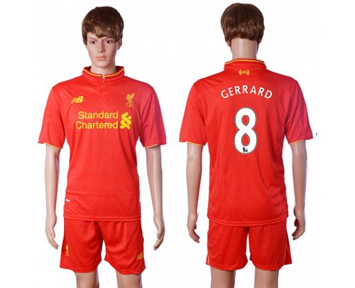 Liverpool 8 Gerrard Red Home Soccer Club Jersey