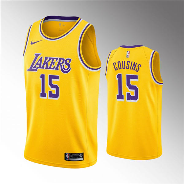 Los Angeles Lakers #15 DeMarcus Cousins 2019 20 Icon Yellow Latest Jersey