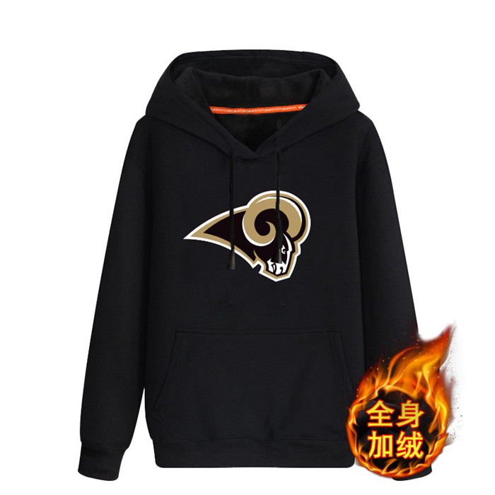 Los Angeles Rams Black Men's Winter Thicken NFL Pullover Hoodie