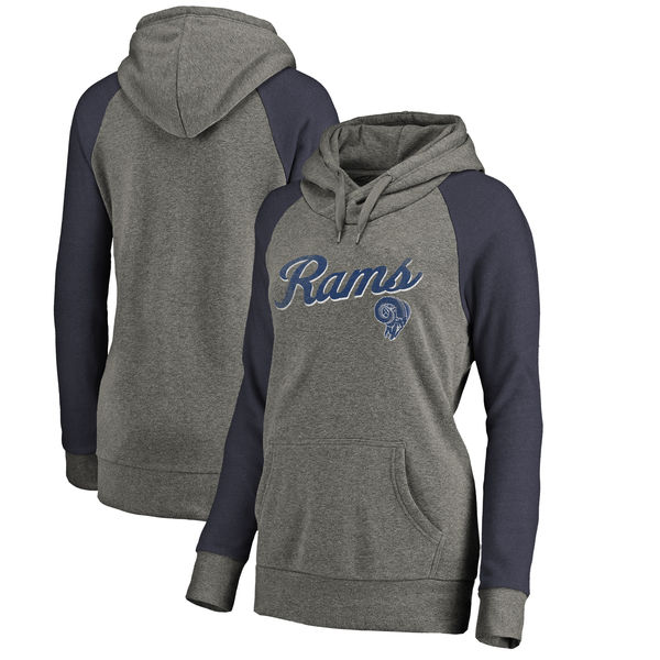 Los Angeles Rams NFL Pro Line by Fanatics Branded Women's Timeless Collection Rising Script Plus Size Tri Blend Hoodie Ash