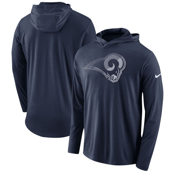 Los Angeles Rams  Blend Performance Hooded Long Sleeve T Shirt Navy