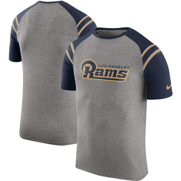 Los Angeles Rams  Enzyme Shoulder Stripe Raglan T Shirt Heathered Gray