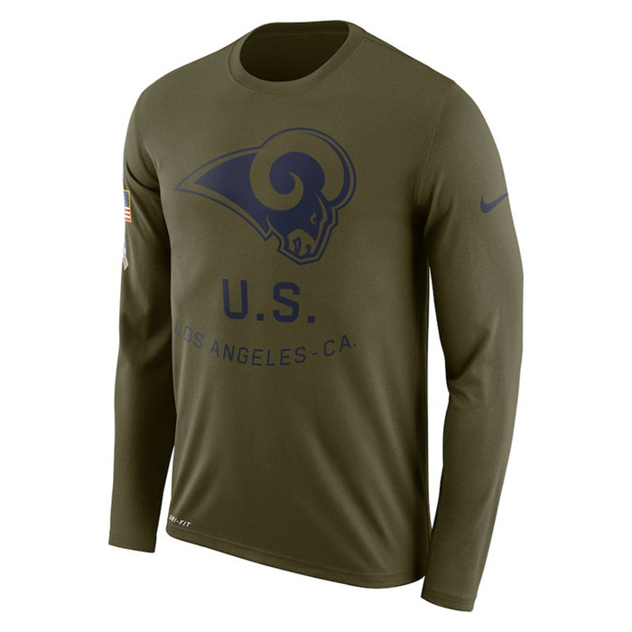Los Angeles Rams  Salute to Service Sideline Legend Performance Long Sleeve T Shirt Olive