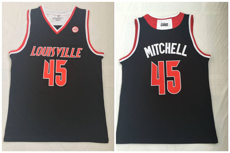 Louisville Cardinals 45 Donovan Mitchell Black College Basketball Jersey