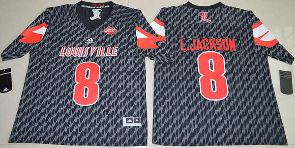 Louisville Cardinals 8 Lamar Jackson Black Jersey