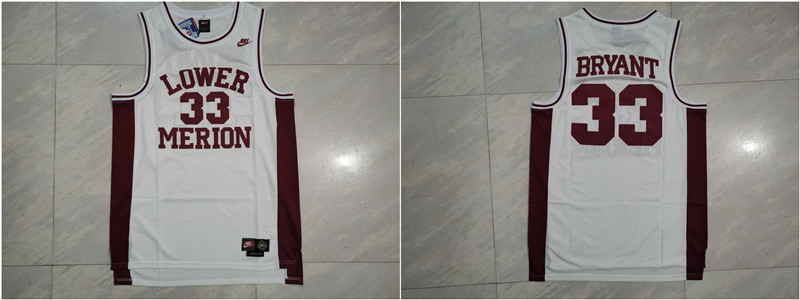 Lower Merion Aces 33 Kobe Bryant White High School Mesh Basketball Jersey