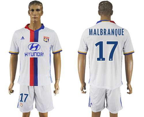 Lyon 17 Malbranque Home Soccer Club Jersey