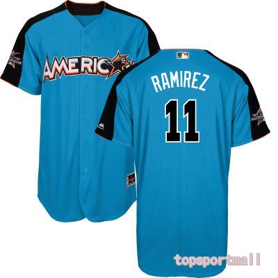 MLB American League 11 Jose Ramirez Blue 2017 All Star Baseball Jerseys