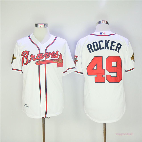 MLB Atlanta Braves 49 John Rocker White Throwback Baseball Jerseys