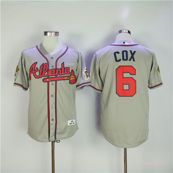 MLB Atlanta Braves 6 Bobby Cox Gray 1955 Throwback Baseball Jerseys