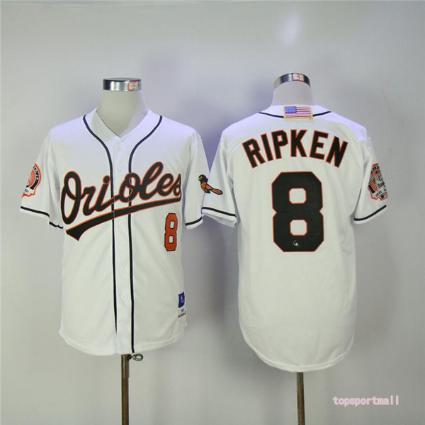 MLB Baltimore Orioles 8 Cal Ripken Throwback White Cool Base Baseball Jerseys