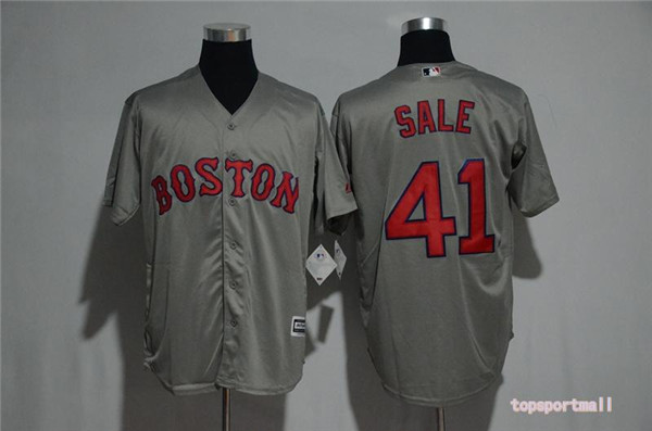 MLB Boston Red Sox 41 Chris Sale Gray Cool Base Baseball Jerseys