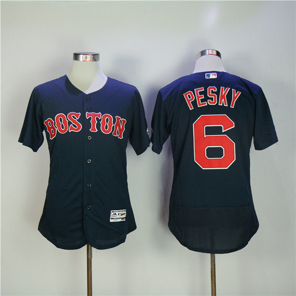 MLB Boston Red Sox 6 Johnny Pesky Navy Blue Flexbase Baseball Jerseys