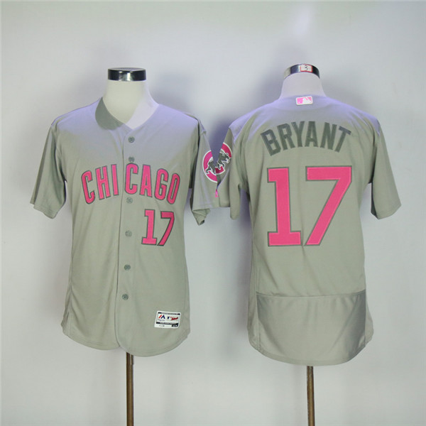 MLB Chicago Cubs 17 Kris Bryant Gray Pink Baseball Jerseys