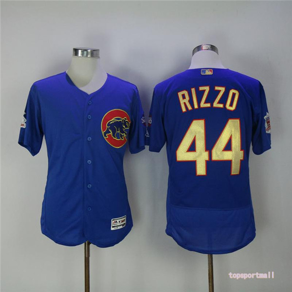 MLB Chicago Cubs 44 Anthony Rizzo Blue Gold Pinstripe Flexbase Baseball Jersey