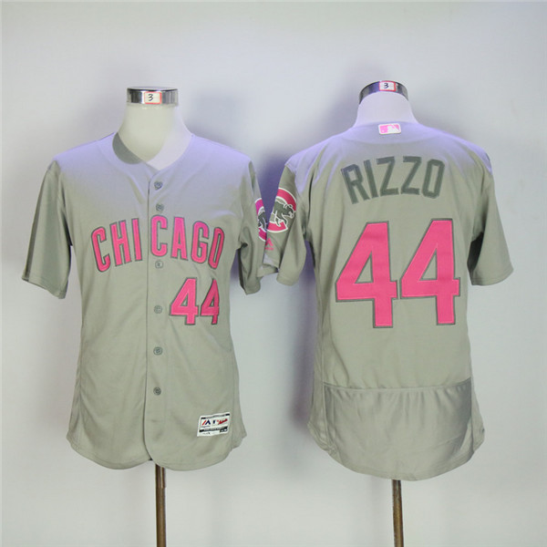 MLB Chicago Cubs 44 Anthony Rizzo Gray Pink Flexbase Baseball Jerseys