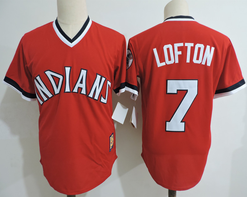 MLB Cleveland Indians #7 Kenny Lofton White Flexbase Authentic Collection Stitched Red Jersey