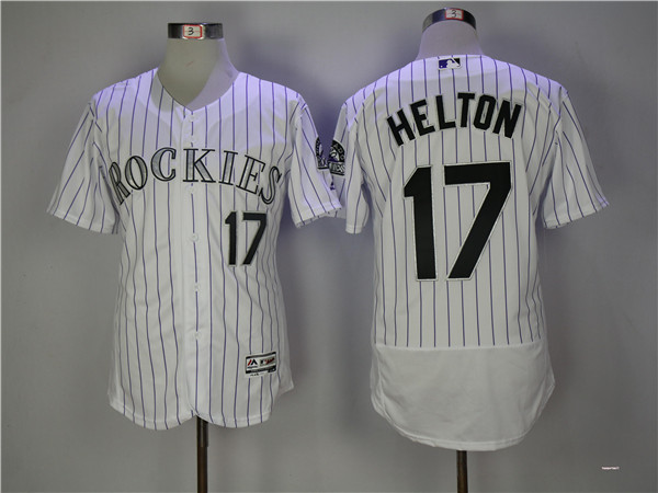 MLB Colorado Rockies 17 Todd Helton White Pinstripe Flexbase Baseball Jerseys