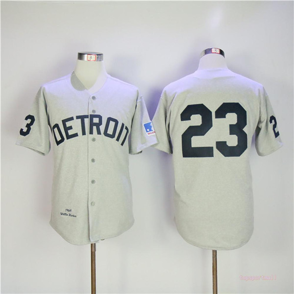 MLB Detroit Tigers 23 Kirk Gibson Gray Cooperstown Baseball Jerseys