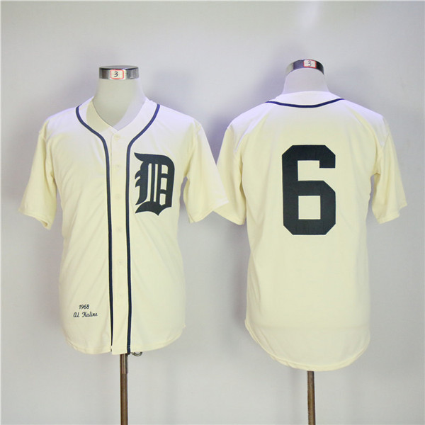 MLB Detroit Tigers 6 Al Kaline Beige Throwback Baseball Jerseys