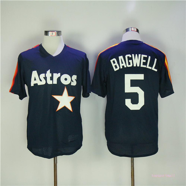 MLB Houston Astros 5 Jeff Bagwell Navy Blue BP Baseball Jerseys