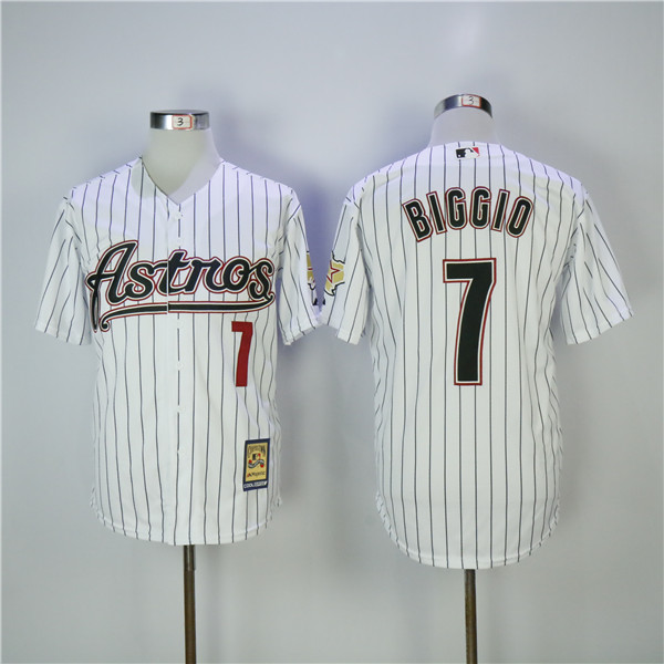MLB Houston Astros 7 Craig Biggio White Pinstripe Baseball Jersey