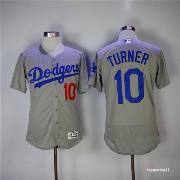 MLB Los Angeles Dodgers 10 Justin Turner Gray Flexbase Baseball Jersey