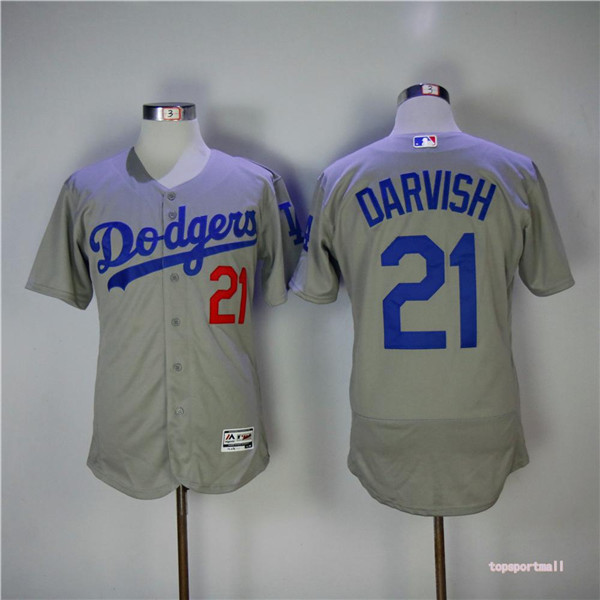 MLB Los Angeles Dodgers 21 Yu Darvish Gray Flexbase Baseball Jersey