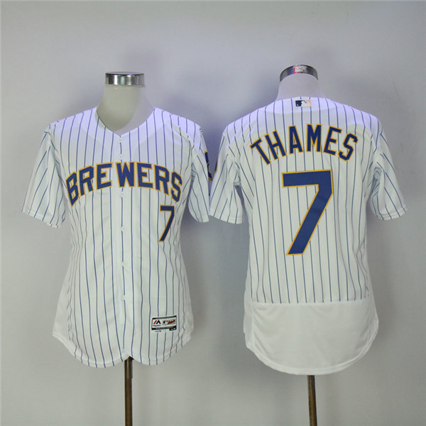 MLB Milwaukee Brewers 7 Eric Thames White Flexbase Baseball Jerseys