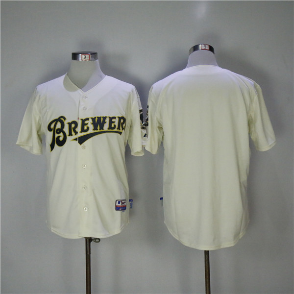 MLB Milwaukee Brewers Blank Beige Throwback Baseball Jerseys