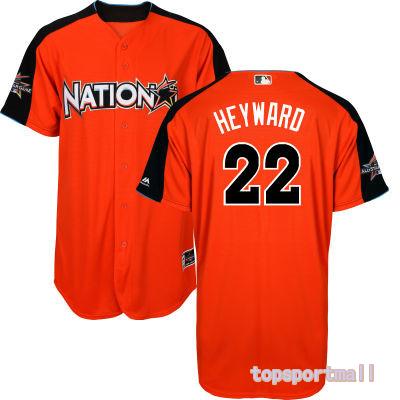 MLB National League 2017 All Star 22 Jason Heyward Orange Baseball Jerseys