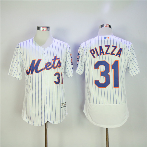 MLB New York Mets 31 Mike Piazza White Flexbase Baseball Jerseys