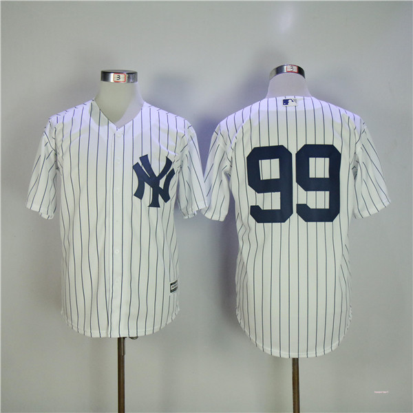 MLB New York Yankees 99 Aaron Judge White Cool Base Pinstripe Baseball Jerseys
