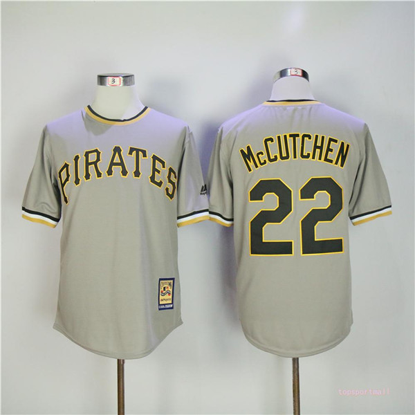 MLB Pittsburgh Pirates 22 Andrew McCutchen Gray Pullover Throwback Baseball Jerseys