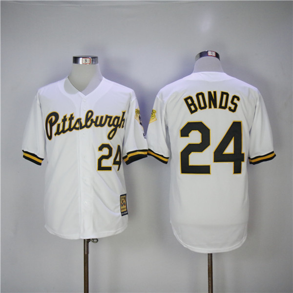 MLB Pittsburgh Pirates 24 Barry Bonds 1990 1997 White Throwback Baseball Jerseys