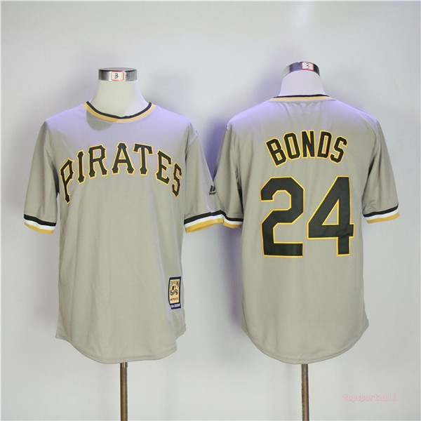 MLB Pittsburgh Pirates 24 Barry Bonds Gray Pullover Throwback Baseball Jerseys