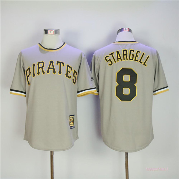 MLB Pittsburgh Pirates 8 Willie Stargell Gray Pullover Throwback Baseball Jerseys