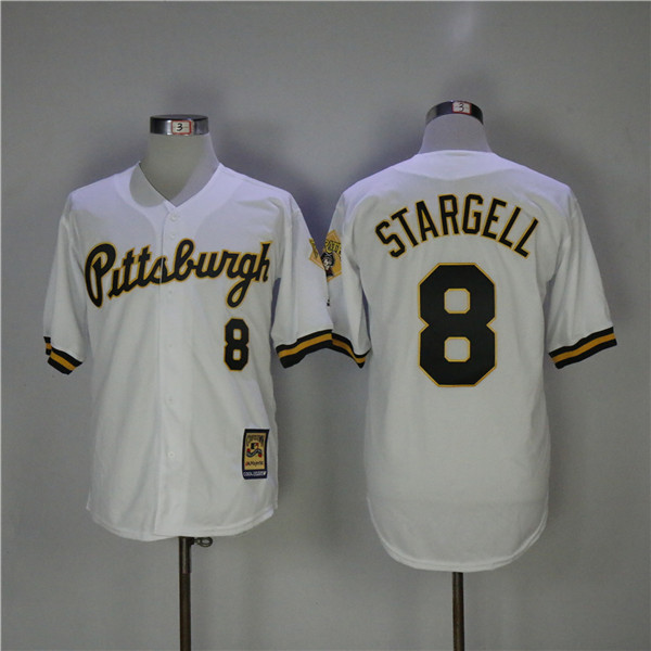 MLB Pittsburgh Pirates 8 Willie Stargell White Throwback Cool Base Baseball Jerseys