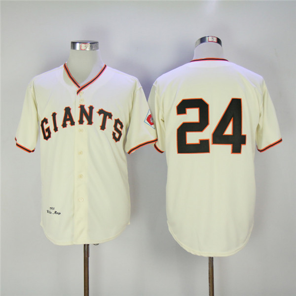 MLB San Francisco Giants 24 Willie Mays Cream Cool Base Throwback Baseball Jersey