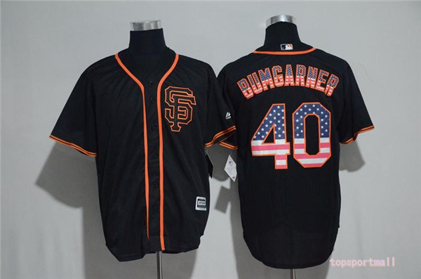 MLB San Francisco Giants 40 Madison Bumgarner SF Black USA Flag Cool Base Baseball Jersey