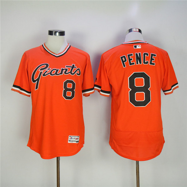 MLB San Francisco Giants 8 Hunter Pence Orange Pullover Baseball Jerseys