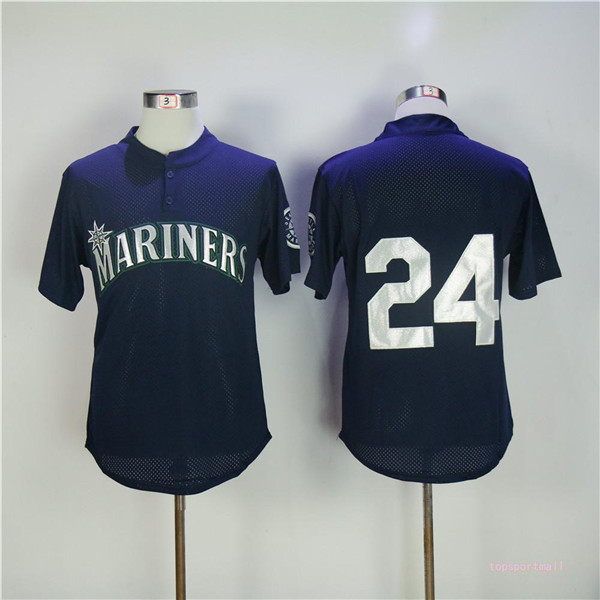 MLB Seattle Mariners 24 Ken Griffey Gray Throwback BP Baseball Jerseys